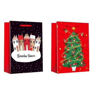 Taška dárková papírová, mix 2 druhů, cena za 1 kus, vánoční motiv