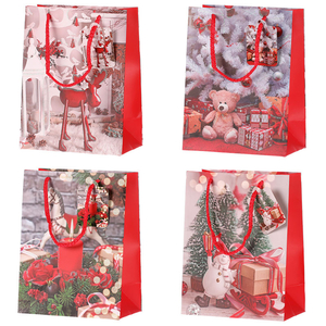 Taška dárková papírová, mix 4 druhů, cena za 1 kus, vánoční motiv
