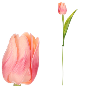 Tulipán plastový - řezaná květina, meruňkovo-růžová, cena za 1 ks