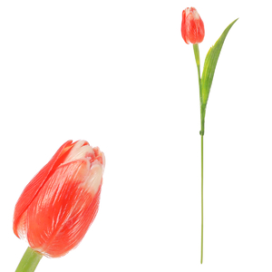 Tulipán plastový - řezaná květina, lososová, cena za 1 ks