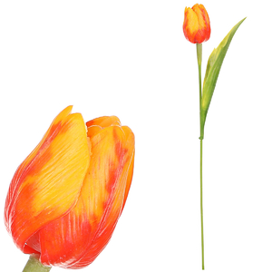 Tulipán plastový - řezaná květina, oranžová, cena za 1 ks