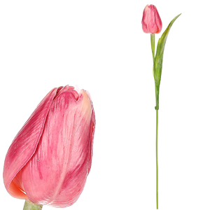 Tulipán plastový - řezaná květina, tm. růžová, cena za 1 ks