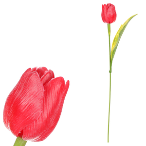 Tulipán plastový - řezaná květina, červená, cena za 1 ks
