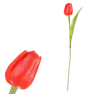 Tulipán plastový - řezaná květina, tm. oranžová, cena za 1 ks
