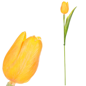 Tulipán plastový - řezaná květina, žlutá, cena za 1 ks