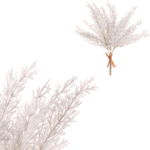 Túje - umělý trs, bílý se třpytkami, cena za svazek (4 ks)