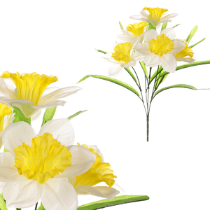 Narcis - umělá kytice, barva bílo-žlutá