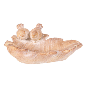 Krmítko/pítko - polyresin, list s ptáčky, imitace dřeva