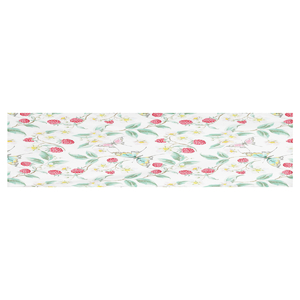 Ubrus – běhoun, vzor s malinami, 100% polyester, 40 x 150 cm
