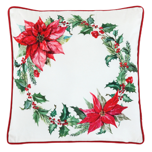 Polštář s výplní - vánoční růže, 100% polyester, 45 x 45 cm