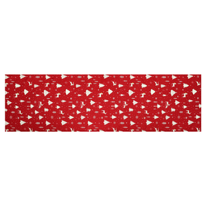 Běhoun červený - vánoční vzor, 100% polyester, 40 x 150 cm