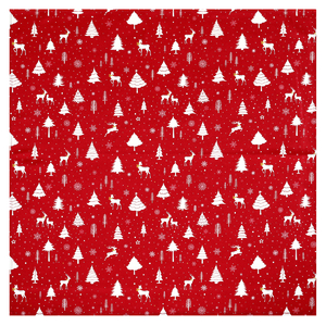 Ubrus červený - vánoční vzor, 100% polyester, 80 x 80 cm