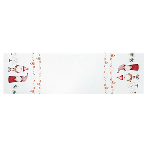 Běhoun bílý - vánoční, okraje se skřítky, 100% polyester, 40 x 150 cm