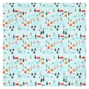 Ubrus modrý - barevný vánoční vzor, 100% polyester, 80 x 80 cm