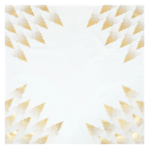 Ubrus bílý - zlaté stromky v rozích, 100% polyester, 80 x 80 cm
