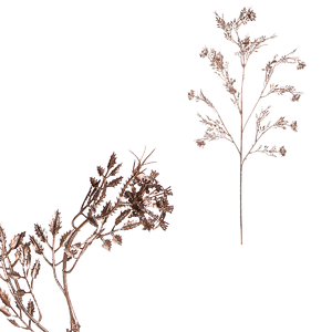 Umělá větev - drobné lístky a květy, champagne