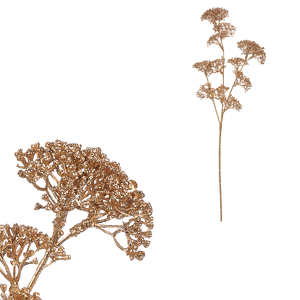 Umělá větev - drobné květy, barva zlatá