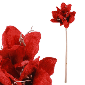 Amarylis, umělá květina, barva červená.