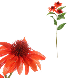Echinacea - umělá řezaná, 3 květy, oranžová