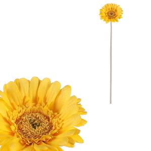 Gerbera - umělý květ na stonku, žlutý
