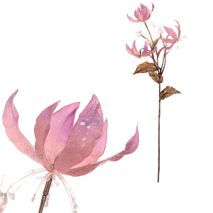 Gloriosa - umělá řezaná, zlaté lístky a třpytky, růžová