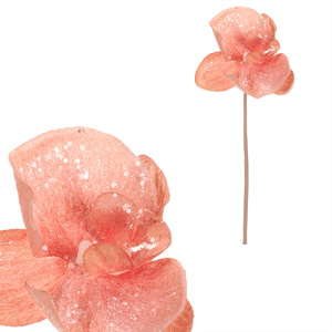 Orchidej - umělý květ na stonku, cappuccino se třpytkami