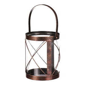 Svícen kovový - lampa, barva měděná antik