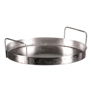 Tác kovový s uchy - kulatý tvar, barva stříbrná