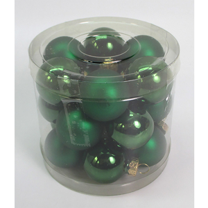 Ozdoby skleněné, barva zelená, pr.3 cm, cena za 1 balení (18 ks)