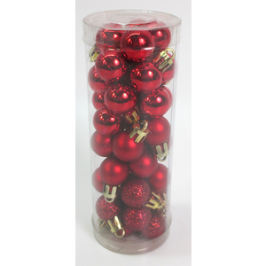 Ozdoby plastové, barva: mix červené, pr. 2 cm, cena za 1 balení (40 ks)