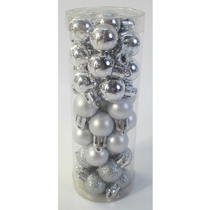 Ozdoby plastové, barva: mix stříbrné, pr. 2 cm, cena za 1 balení (40 ks)