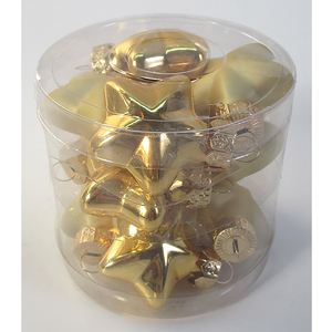 Ozdoby skleněné ve tvaru hvězdy, zlatá, pr. 4cm, cena za 1 balení (12 ks)