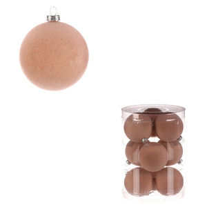 Kulaté sametové ozdoby - pr. 6 cm, cappuccino, cena za balení (9 ks)