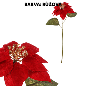 Vánoční růže - umělá řezaná květina, růžovo-zlatá
