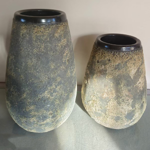 Váza keramická - výška 70 cm, béžovo-šedá