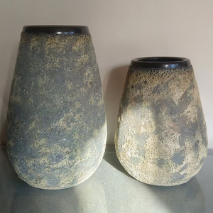 Váza keramická - výška 40 cm, béžovo-šedá