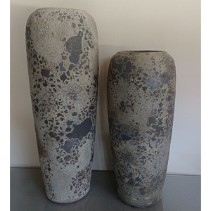 Váza keramická - výška 60 cm, zaoblená, šedo-černá