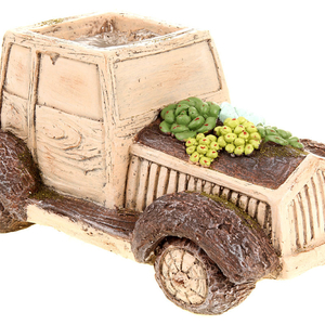 Auto - dekorace z MgO keramiky, otvor na květináč, imitace dřeva.