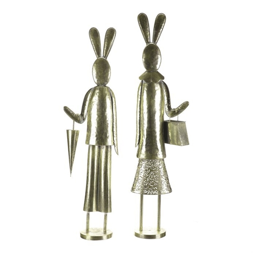 Zajíc - kovová dekorace, zlatá, mix 2, cena za 1 ks