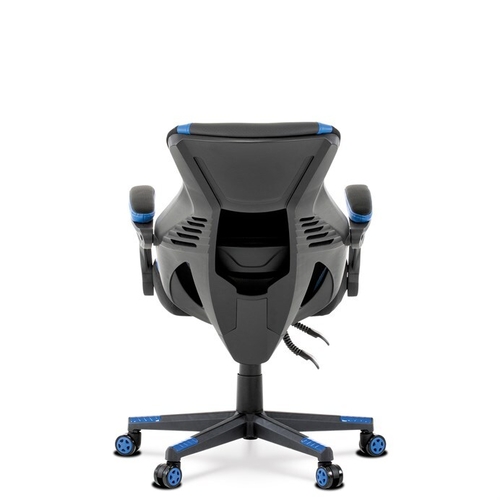 Herní křeslo, houpací mechanismus, černá ekokůže, KA-Y213 BLUE