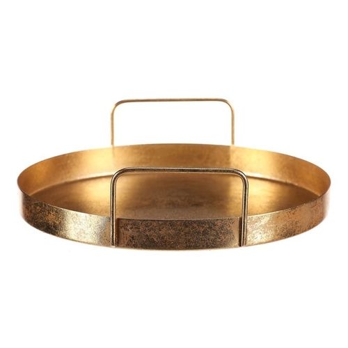 Tác kovový s uchy - kulatý tvar, barva zlatá