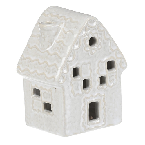 Domeček keramický - nízký, LED osvětl., mix 2, krémový, cena za 1 ks