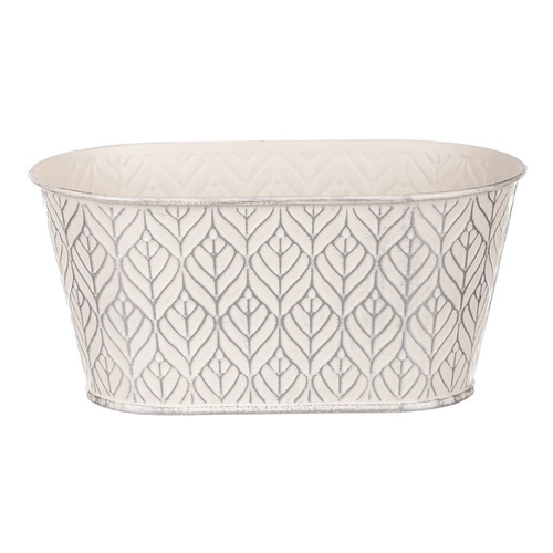 Obal kovový - truhlík, stříbrný vzor, barva krémová