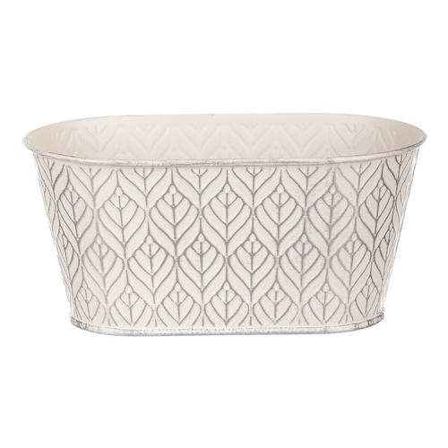 Obal kovový - truhlík, stříbrný vzor, barva krémová