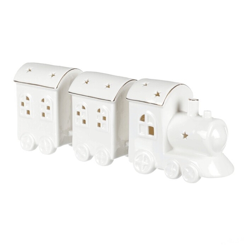 Vláček s vagónky - porcelán, LED osvětlení, barva bílá