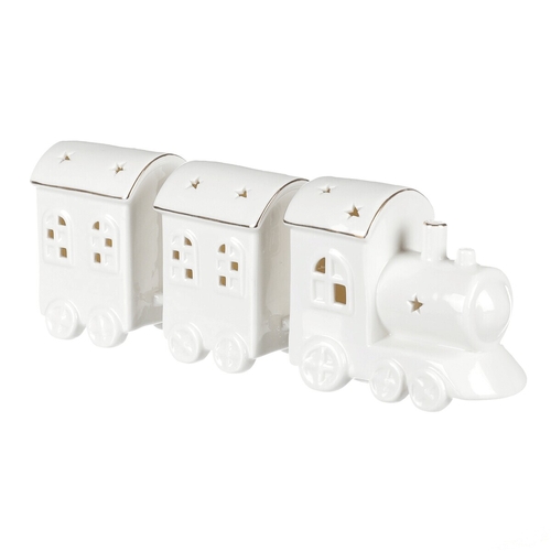 Vláček s vagónky - porcelán, LED osvětlení, barva bílá