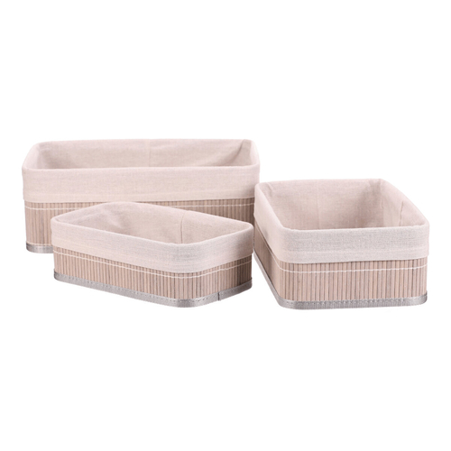 Koš regálový - bambus, šedý, cena za sadu 3 ks