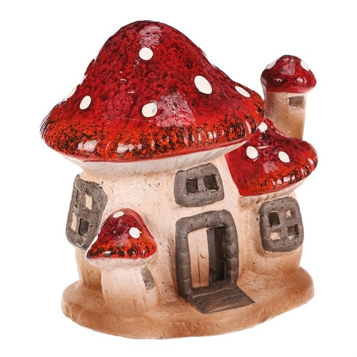 Domeček keramický - muchomůrka, dvojice, s LED osvětlením