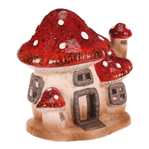 Domeček keramický - muchomůrka, dvojice, s LED osvětlením