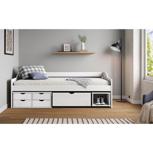 Jednolůžko se zásuvkami MAXIMA bílé